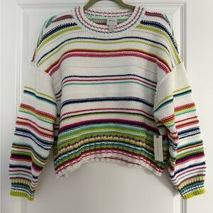 NWT Maeve Multicolor Striped Crew Neck Sweater